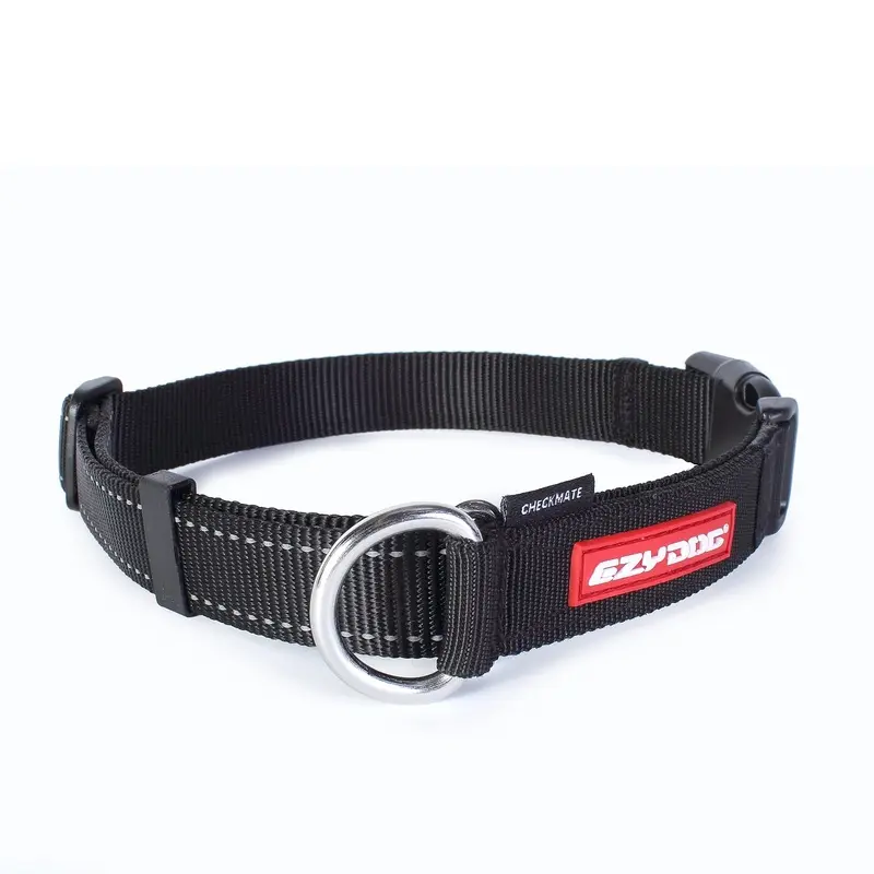 Ezydog Black Check Mate Dog Collar - : Large
