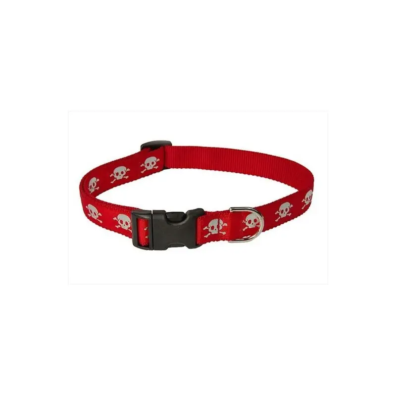Fly Free Zone,Inc. Red Reflective Skull Dog Collar, - Small