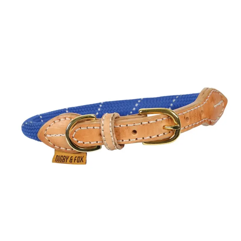 Digby & Fox Blue (Xl - Neckline: 56Cm-63Cm, Navy) Reflective Leather Dog Collar