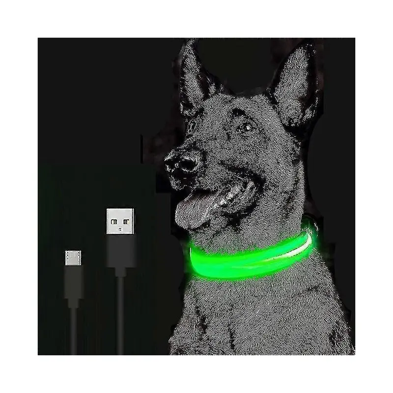 Kikidex Blue (Black Usb, Adjustable Luminous Led Glowing Safety Dog Collar Extra Large
