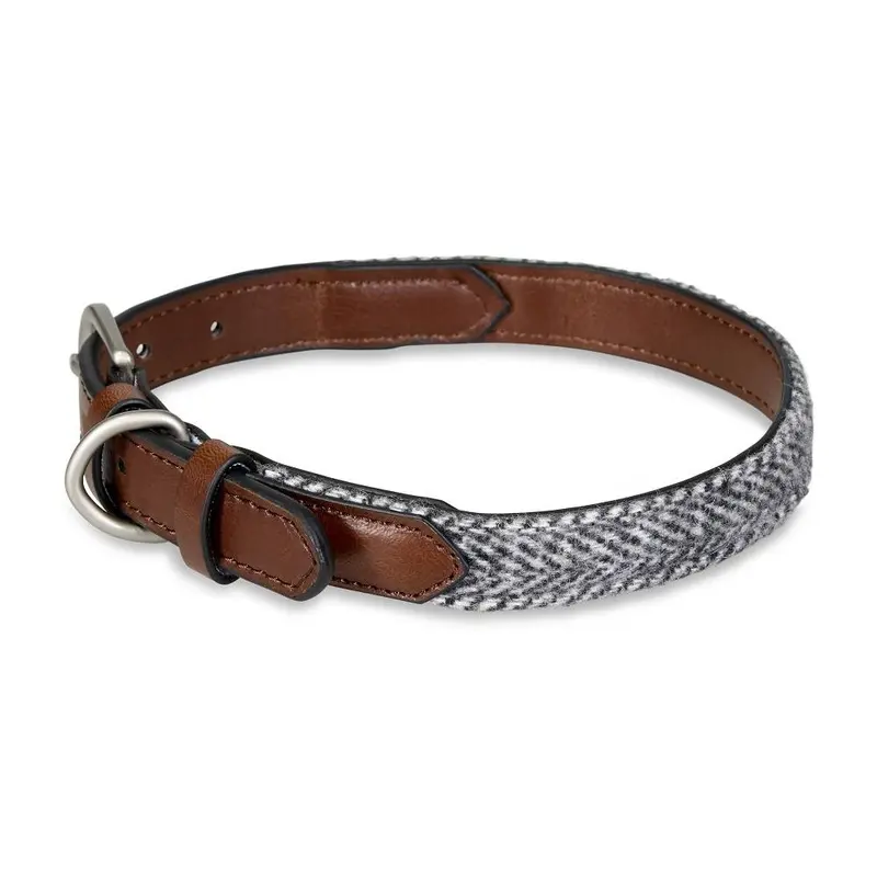 Petface Herringbone Leather Dog Collar - 25-35Cm Small