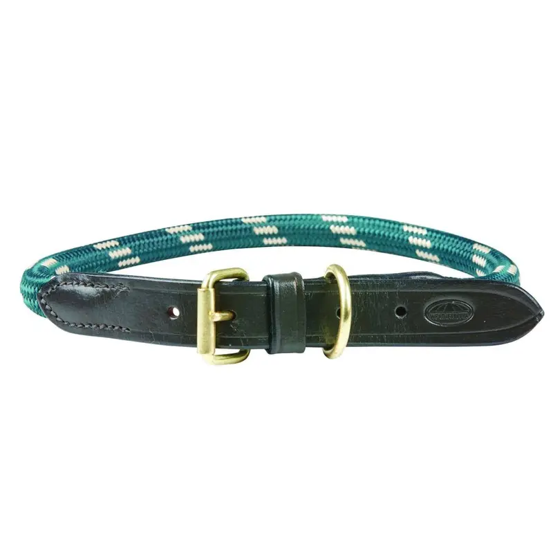 Weatherbeeta Green/Brown (Xl, Hunter ) Rope Leather Dog Collar