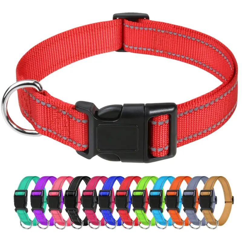 Tagme Reflective Nylon Dog Collars Adjustable Classic Dog Collar With