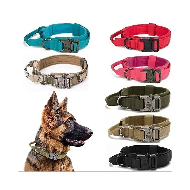 Blue (, L) Universal Tactical-Dog Collar Military-Nylon Heavy Duty For Dogs Training