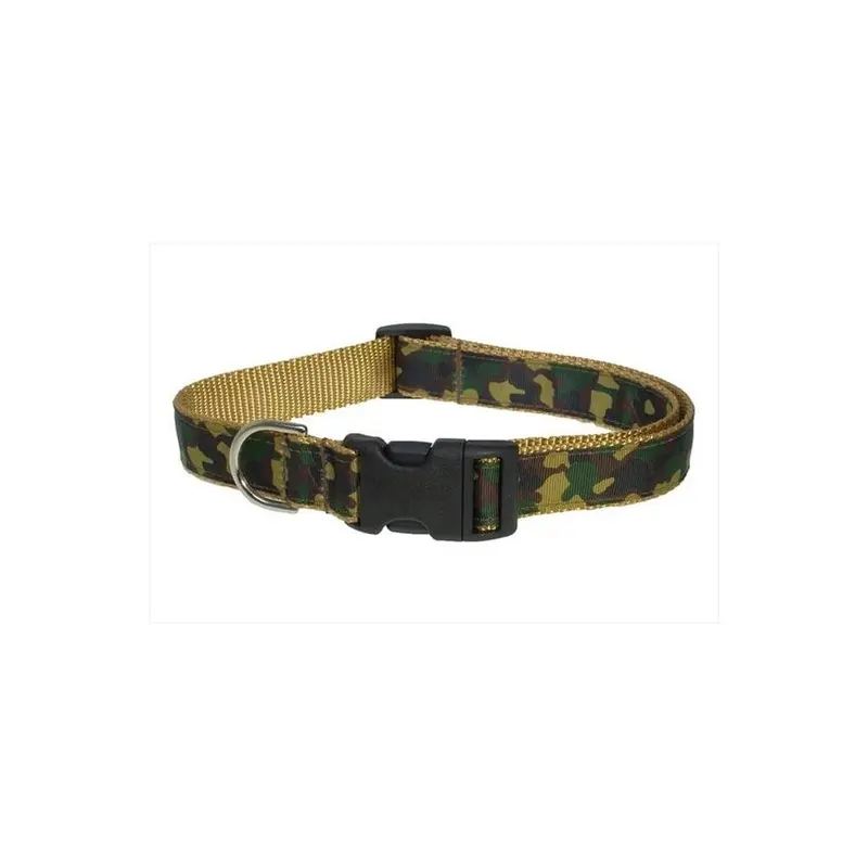 Sassy Dog Wear Green Camouflage-Tan-Grn4-C Camouflage Dog Collar - Tan & Large