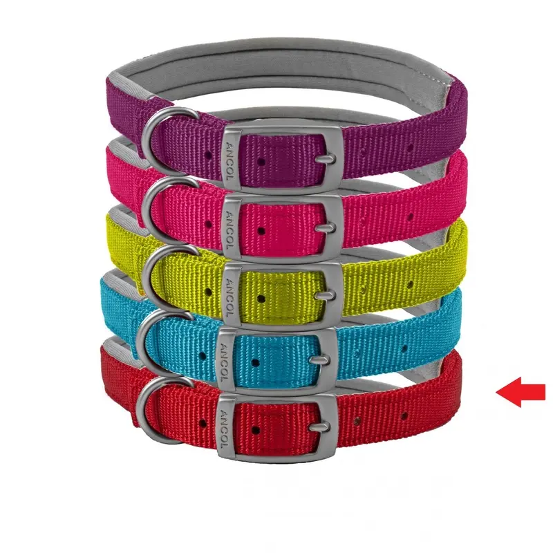 Ancol Viva Poly-Weave Padded Dog Collar - 55Cm-63Cm Red Size 5
