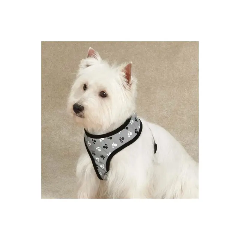 Partyanimal Black Reflective Pawprint Harness Sm