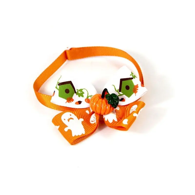 (G) 1Pc Halloween Pet Dog Bow Tie Adjustable Ribbon Tie Puppy Cat Collar