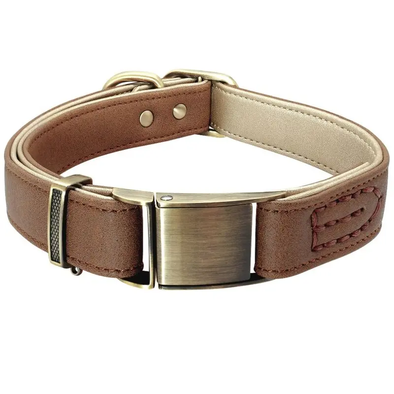 Hod Pets Brown (, S) Adjustable Padded Genuine Leather Dog Collars