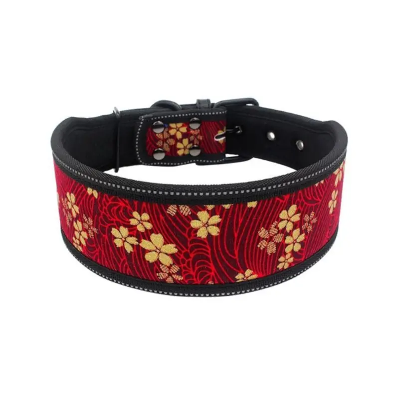Hod Pets Red (Flowers S) Printed Adjustable Stylish Dog Collars