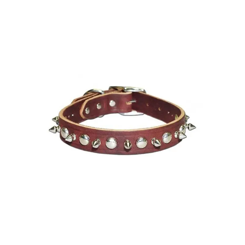 Petpalace Black Signature Leather Spike And Stud Dog Collar - Size 18