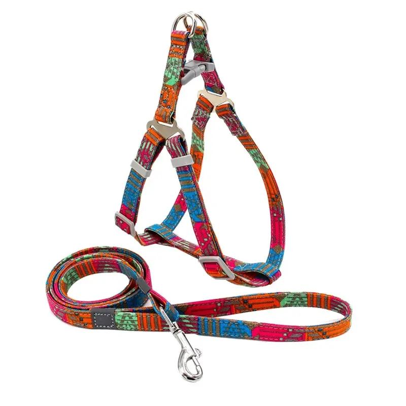 Exogio Dog Cats Adjustable Soft Colorful Print Vest Harne(Stripe S)