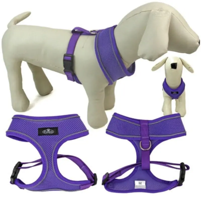 B&Q Purple Dog Harness Soft Adjustable Comfortable Reflective Breathable Medium