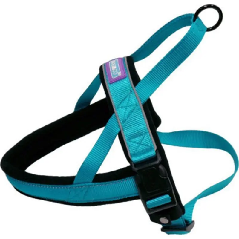 B&Q Dog Co Nylon Norwegian Harness Reflective Aqua Med