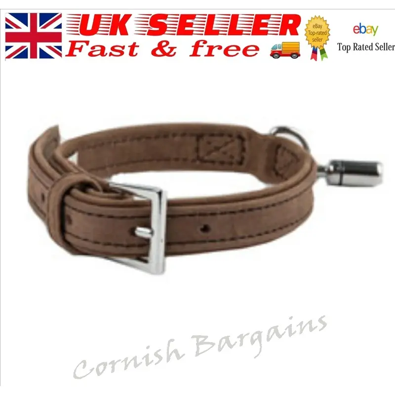WAINWRIGHTS SUEDE LEATHER DOG COLLAR  BROWN  MEDIUM 41-51CM