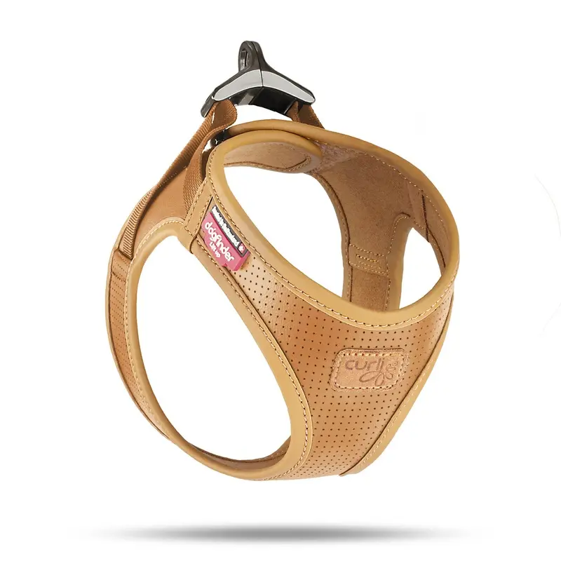 Curli Marron Leather Dog Harness Apple