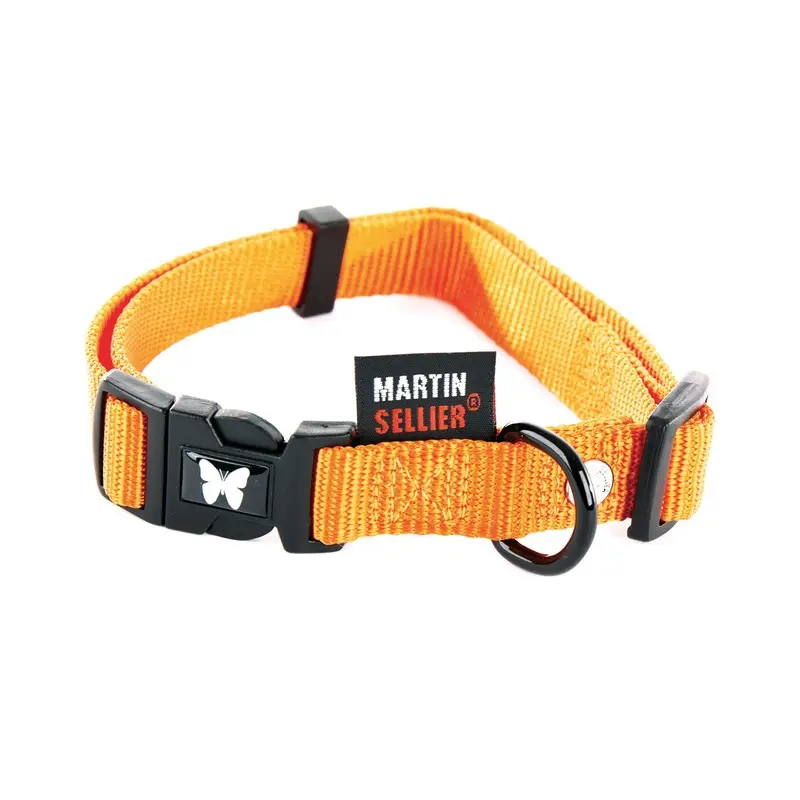 Martin Sellier Orange Adjustable Nylon Dog Collar 16-30/45 Size 16
