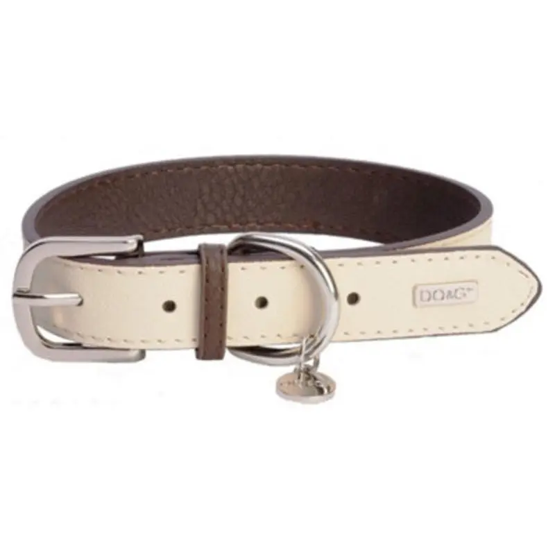 B&Q White Do&G Leather Dog Collar Adjustable Small