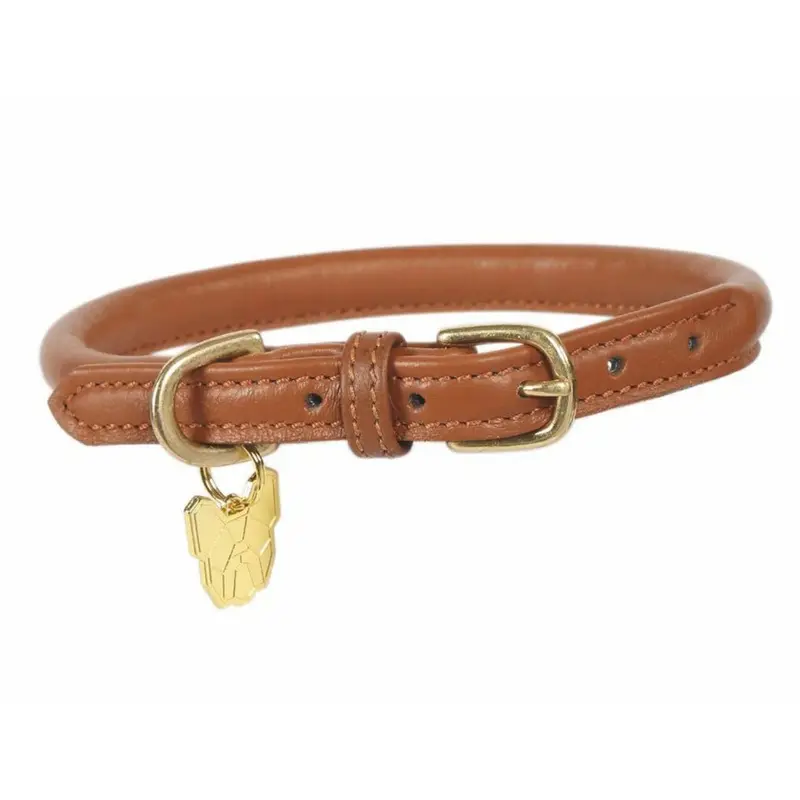 Digby & Fox (M - Neckline: 41Cm-46Cm, Tan) Rolled Leather Buckle Dog Collar