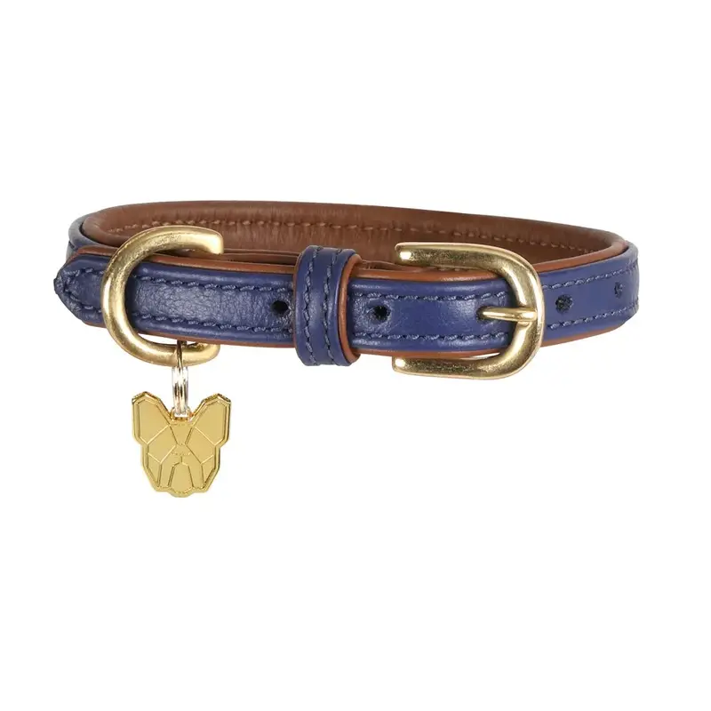 Digby & Fox Unisex Blue Digby And Fox Padded Leather Dog Collar -Navy Extra Small