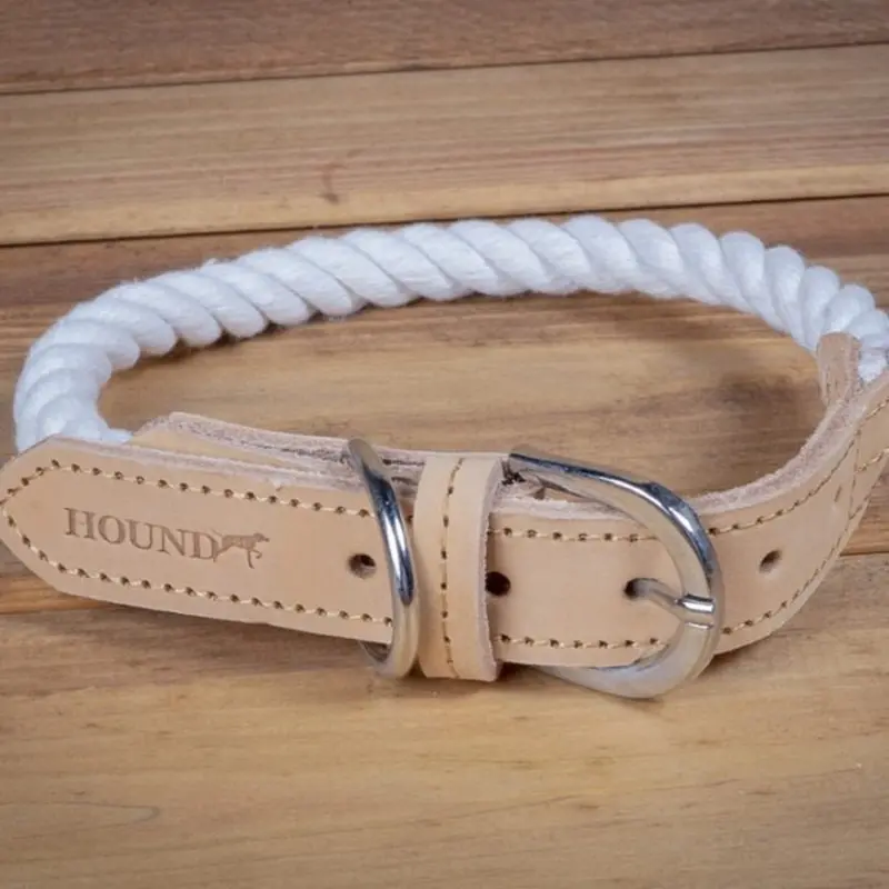 Pet Brands Hound Real Leather Braided Dog Collar - Medium
