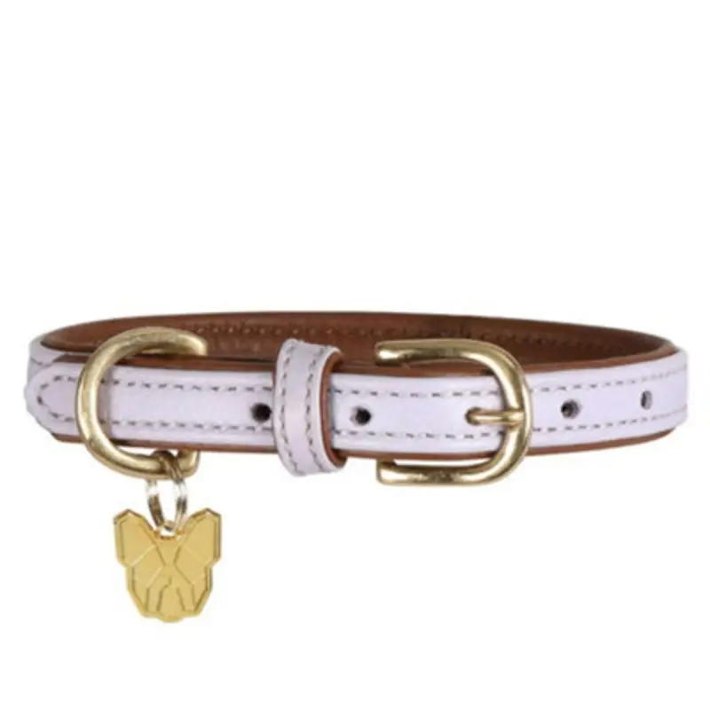 B&Q Lilac Digby & Fox Leather Padded Dog Collar (M - Neckline: 47Cm-52Cm)