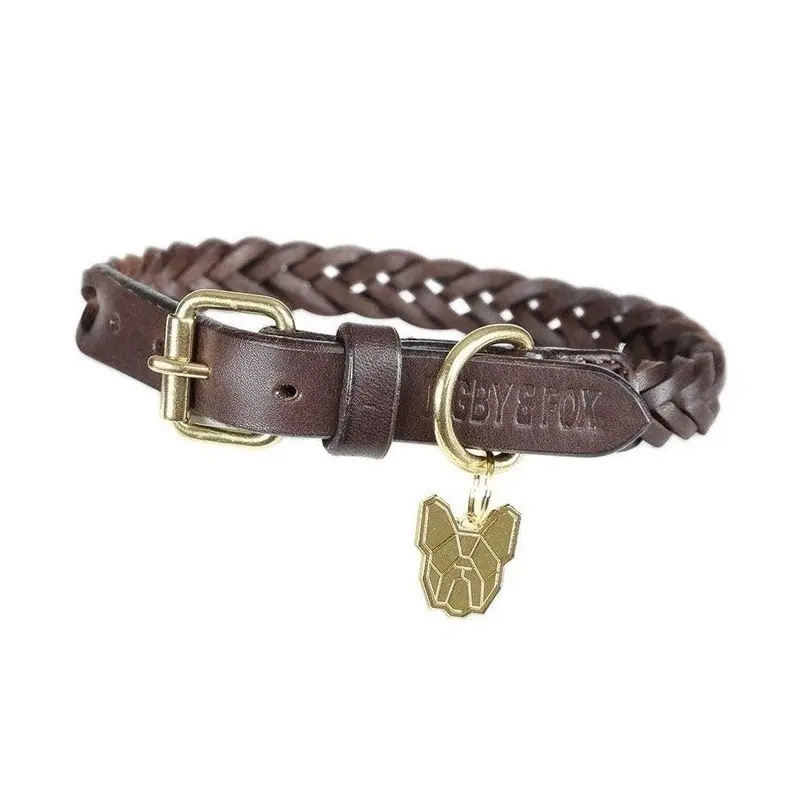 Digby & Fox Brown (, Plaited Dog Collar Medium