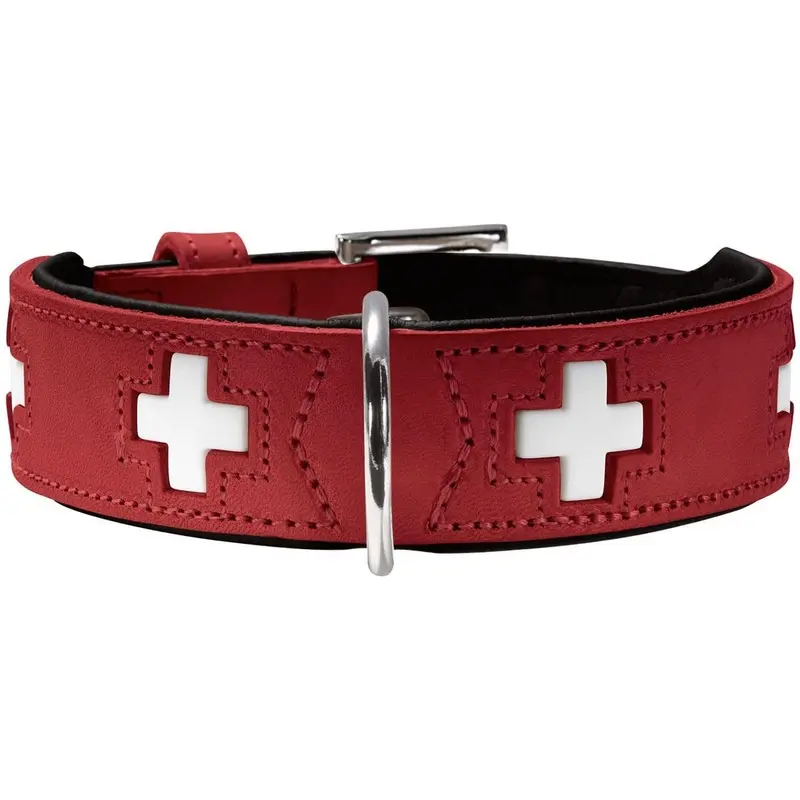 HUNTER Collar Swiss 75 Organic Leather,61,0-68,5 cm, Red/Black