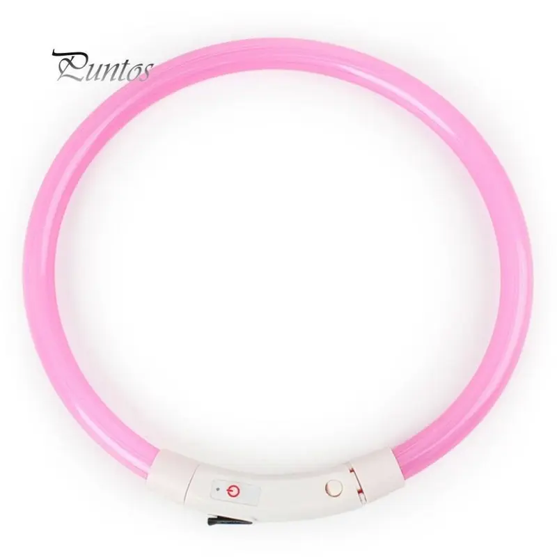 New Salspor (, 50Cm) Led Night Flashing Usb Charging Pet Puppy Neck Collar Pink 50Cm