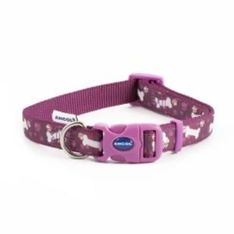Ancol Bone And Paw Fashion Dog Collar - 45-70Cm Purple Small