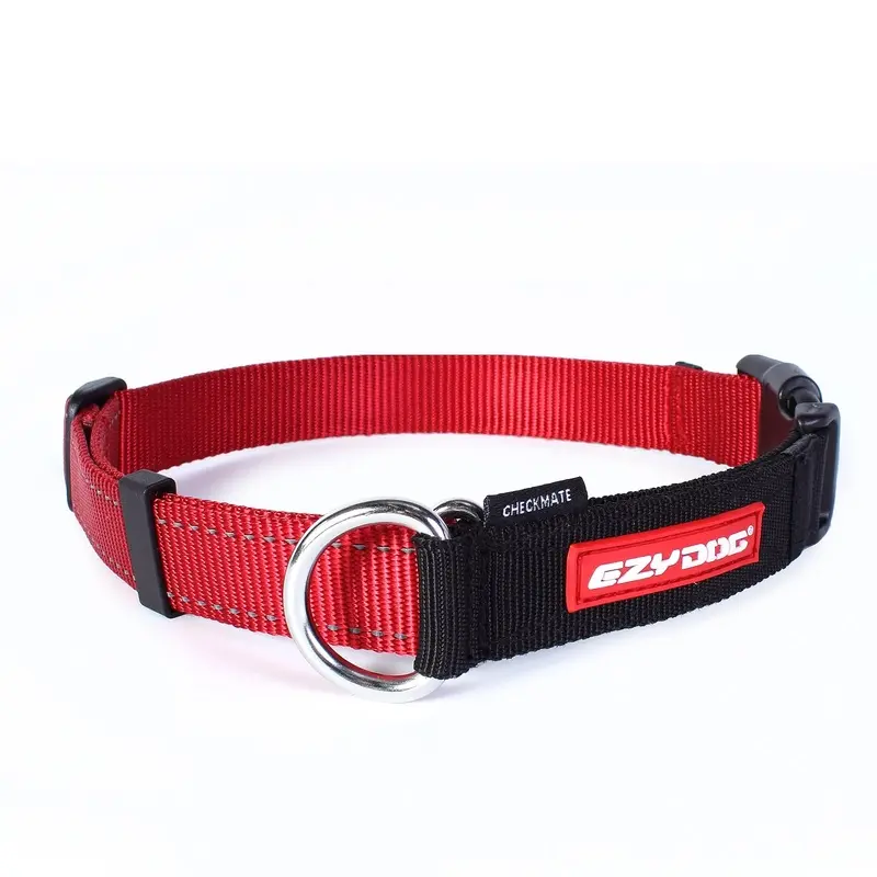 Ezydog Red Check Mate Dog Collar - : Small