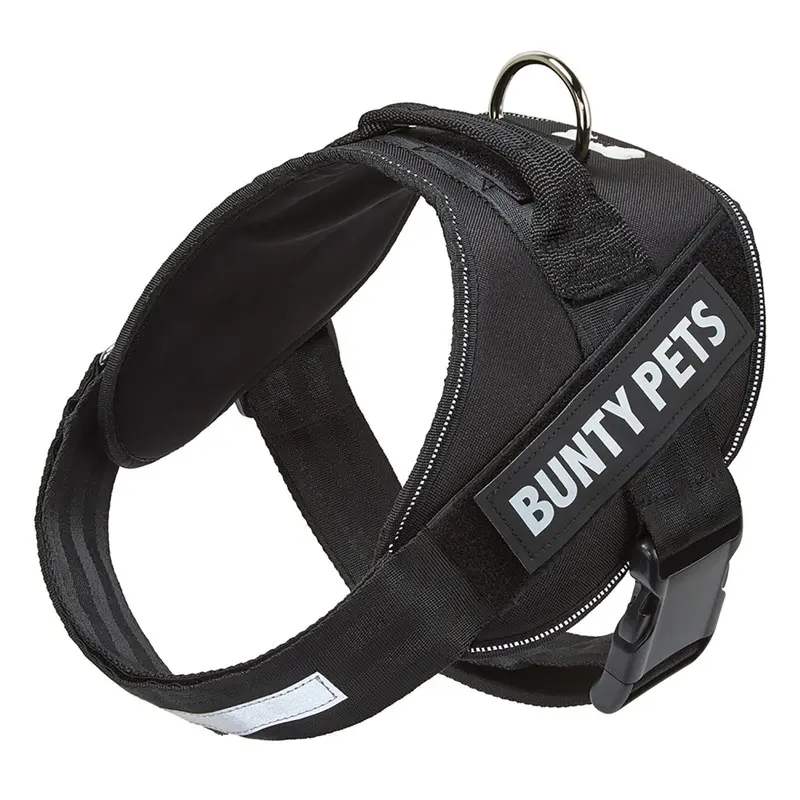 Bunty Black , ) No Pull Dog Harness, Adjustable Fit, Back Handle Medium