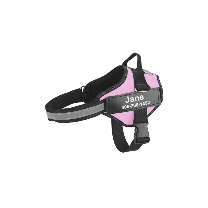 New Greenzech (Pink) Personalized Dog Harness Reflective Adjustable Pet Vest Pink