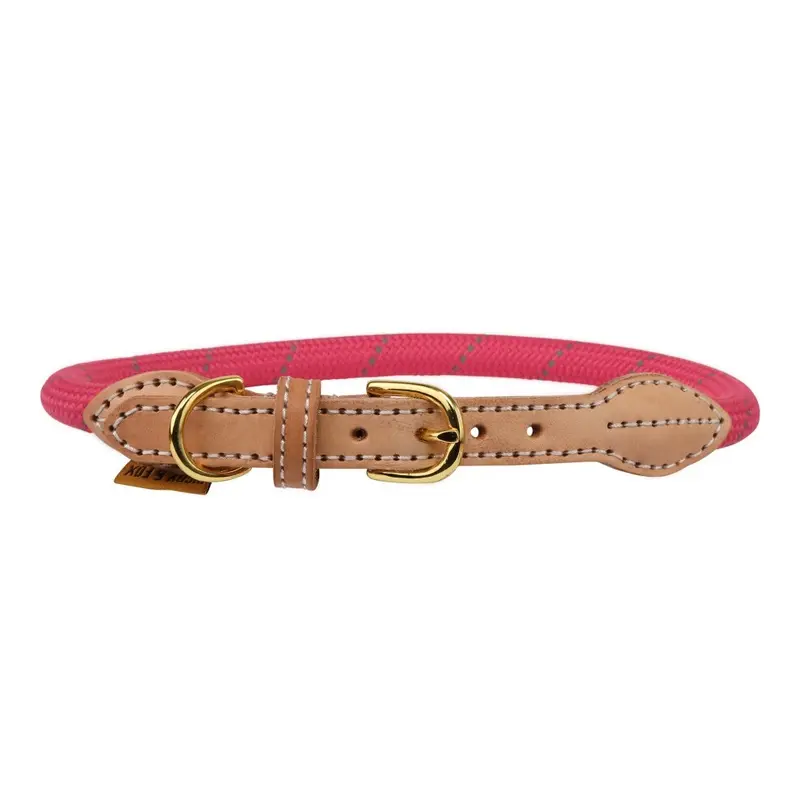 Digby & Fox Pink (Xl - Neckline: 56Cm-63Cm, ) Reflective Leather Dog Collar