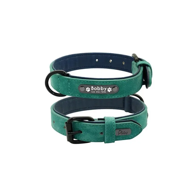 Hod Pets Green (-Collar Only, M) Suede Custom Dog Collar Leash Set