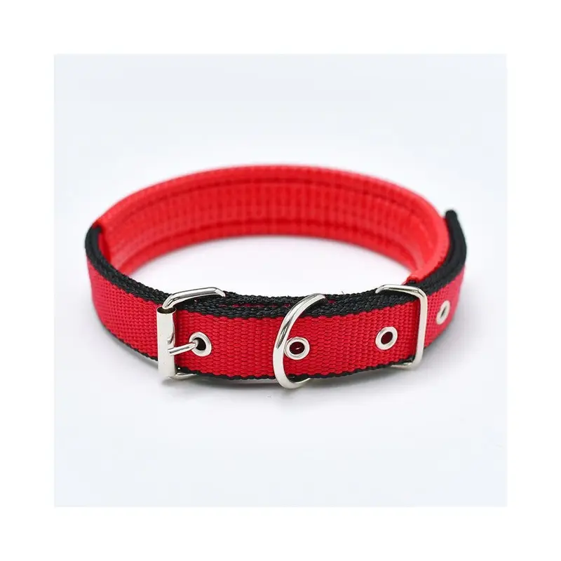 Hod Pets Black,Red (Red, Black Edge, M) Walk Me Nylon Flat Dog Collar