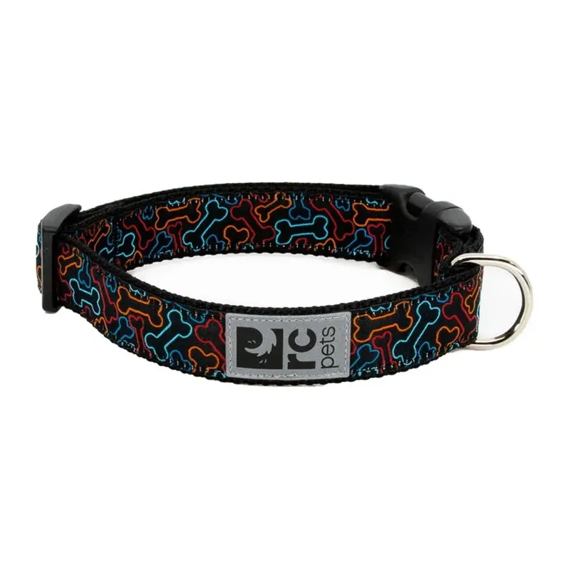 RC Pets 1 Inch Adjustable Dog Clip Collar, Medium, Bones