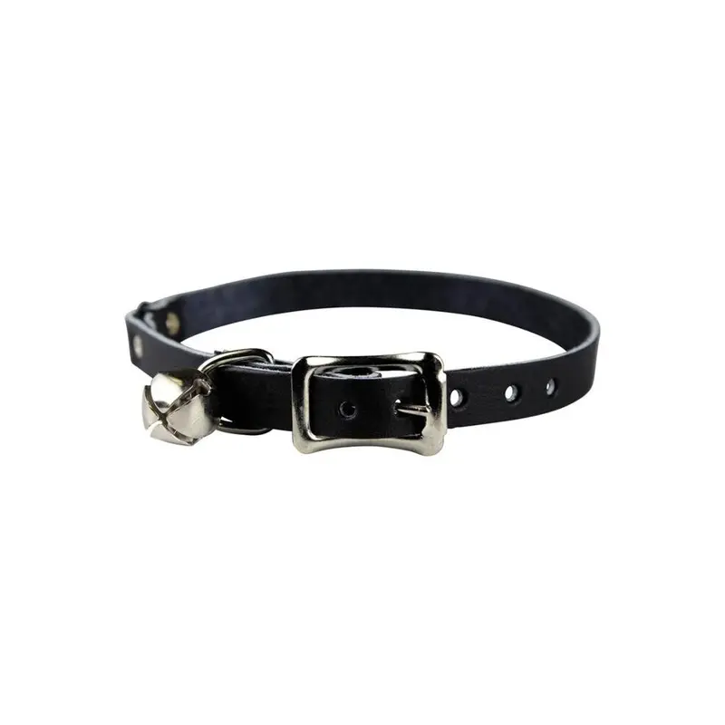 Catlady Black X 8-12 In. Signature Leather Safety Stretch Cat Collar, Size 0.37