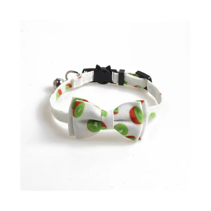 (Kiwi) Supplies Adjustable Pet Fruit Shaped Design Cat Collar Cute Bow And Bell
