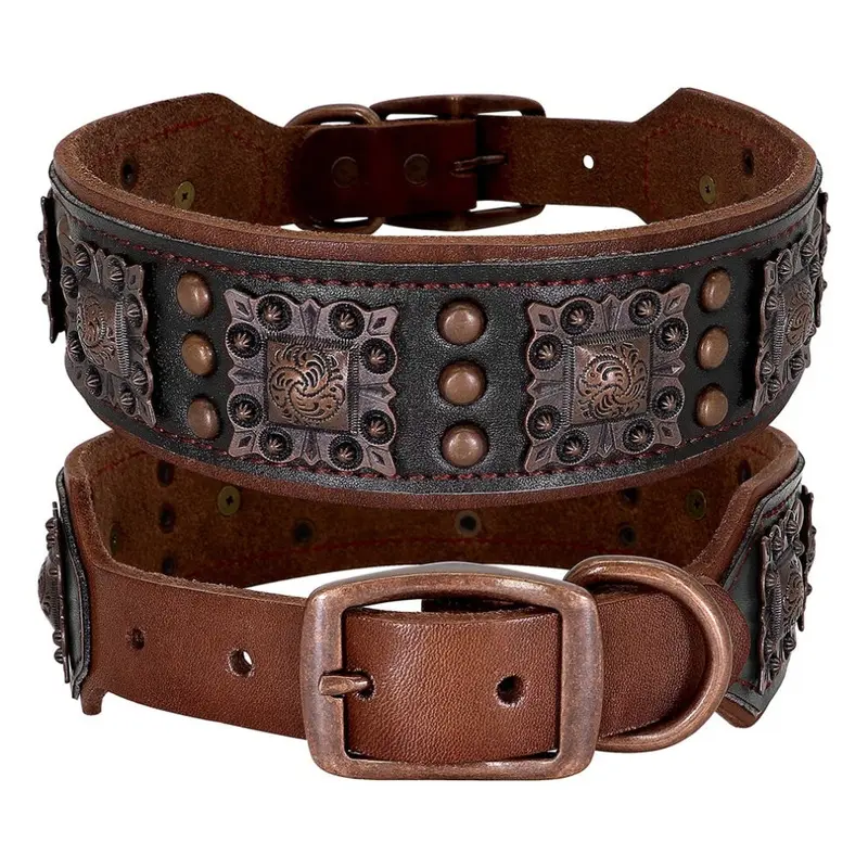 Hod Pets Black (, 40-47Cm-1) Stylish Adjustable Rivets Leather Dog Collars Large
