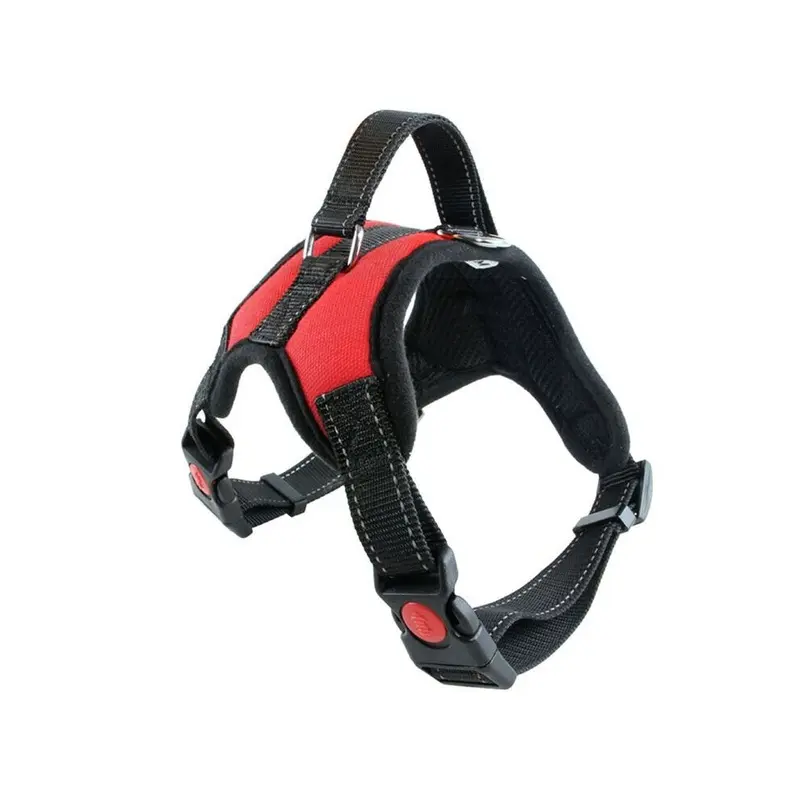 Multicoloured (Red) No Pull Adjustable Harness Leash Dog Pet Vest