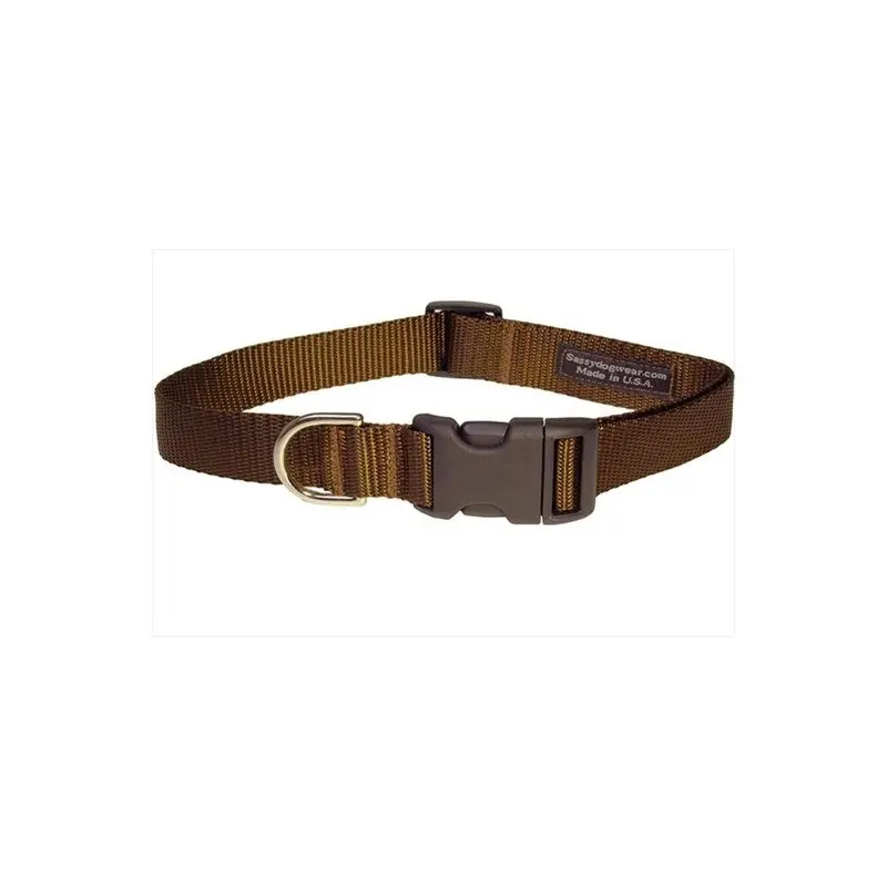 Sassy Dog Wear Brown Solid Sm-C Nylon Webbing Dog Collar, - Small