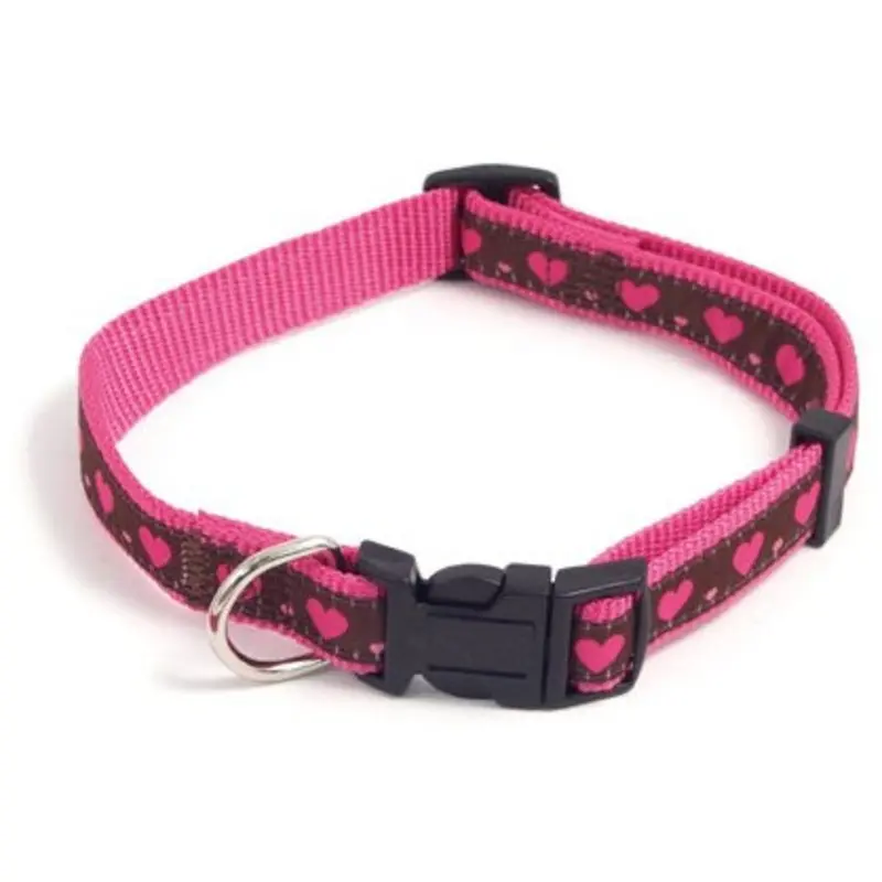 Wag N Walk Wag N Walk Adjustable Dog Collar - Heart - 71Cm X 25Mm Pink Size 46