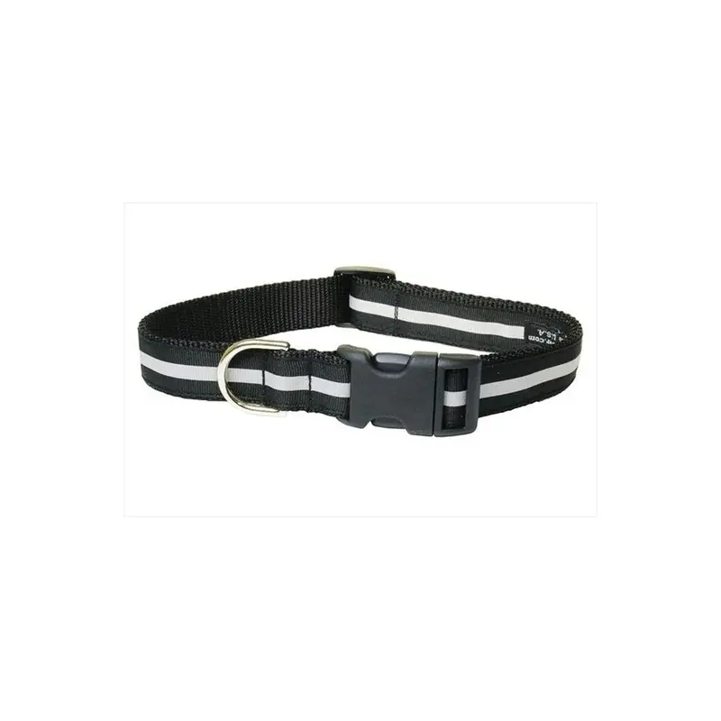 Sassy Dog Wear Black Reflective - 1-C Reflective Dog Collar, - Small