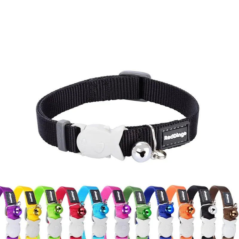 Red Dingo Cat Collar Plain, Black, Extra Small 12mm