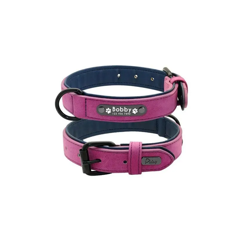 Hod Pets Purple (-Collar Only, L) Suede Custom Dog Collar Leash Set