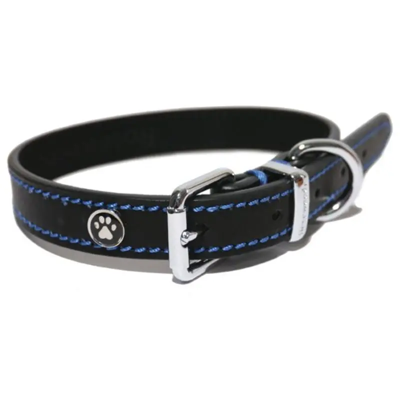 Rosewood Luxury Leather Dog Collar - "-14" Black Size 10