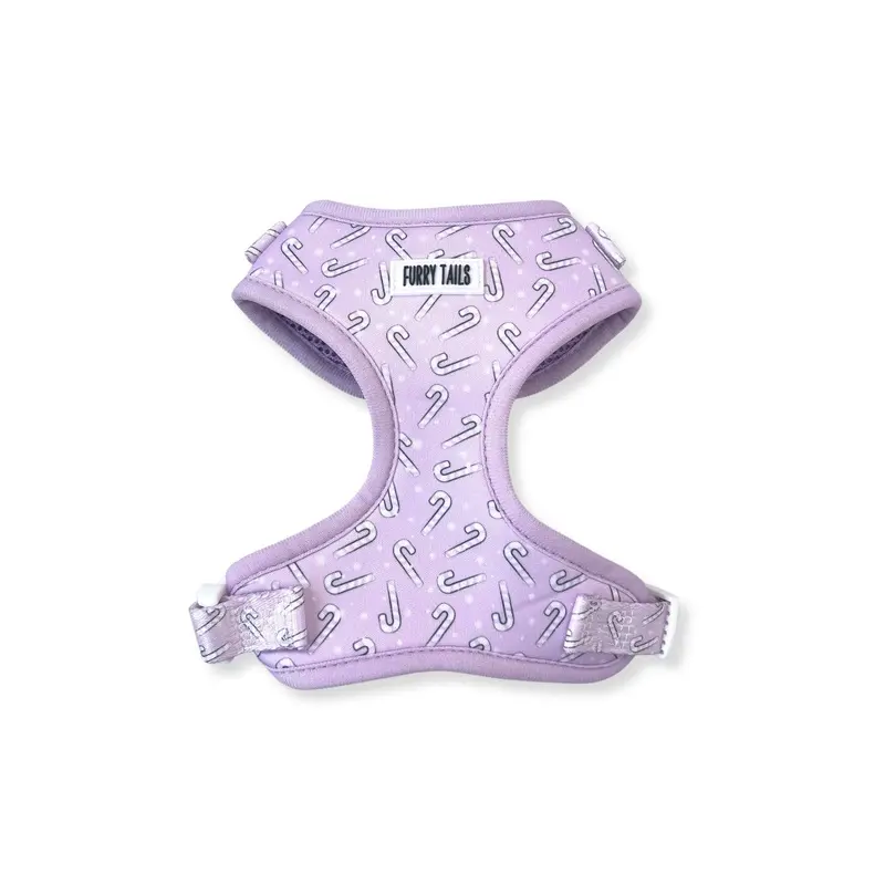 Furry Tails Unisex Lilac Adjustable Dog Harness Candy Cane Dreams Medium