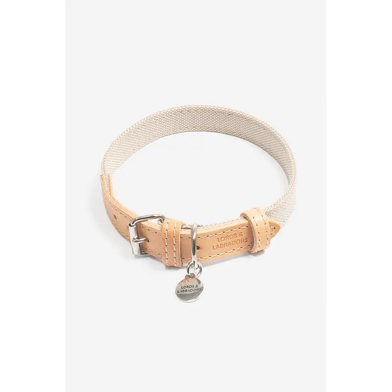 Lords & Labradors Unisex Light Beige Essentials Twill Dog Collar Medium