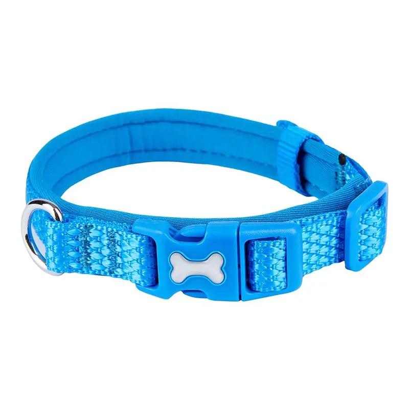Pets At Home Design Woven Padded Dog Collar Blue Small
